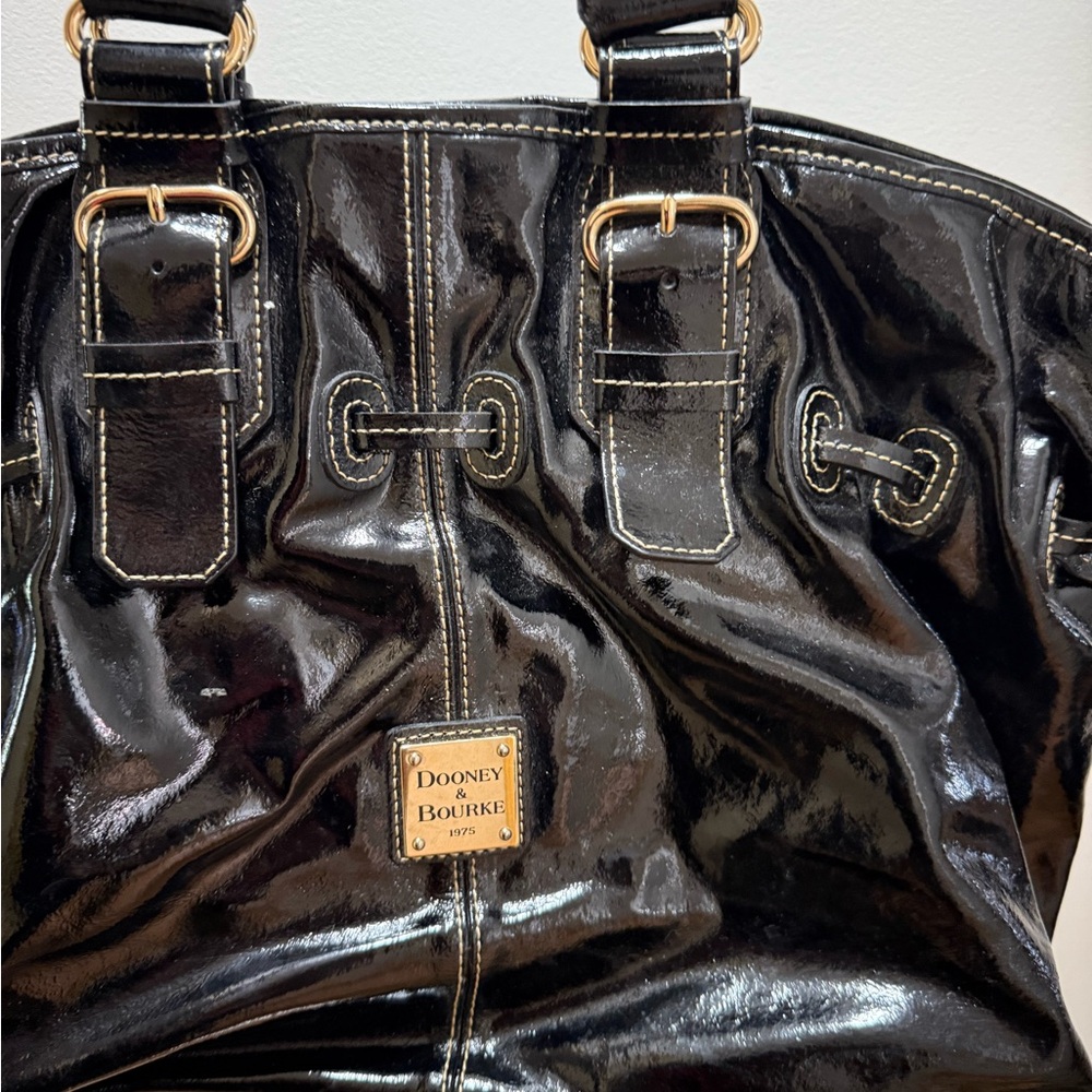 Dooney & Bourke Black Glossy Tote Bag - Picture 2 of 11